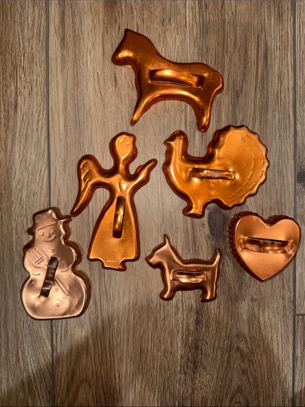Copper-Tone Holiday Cookie Cutters Set - Decorative Home Holiday Shapes